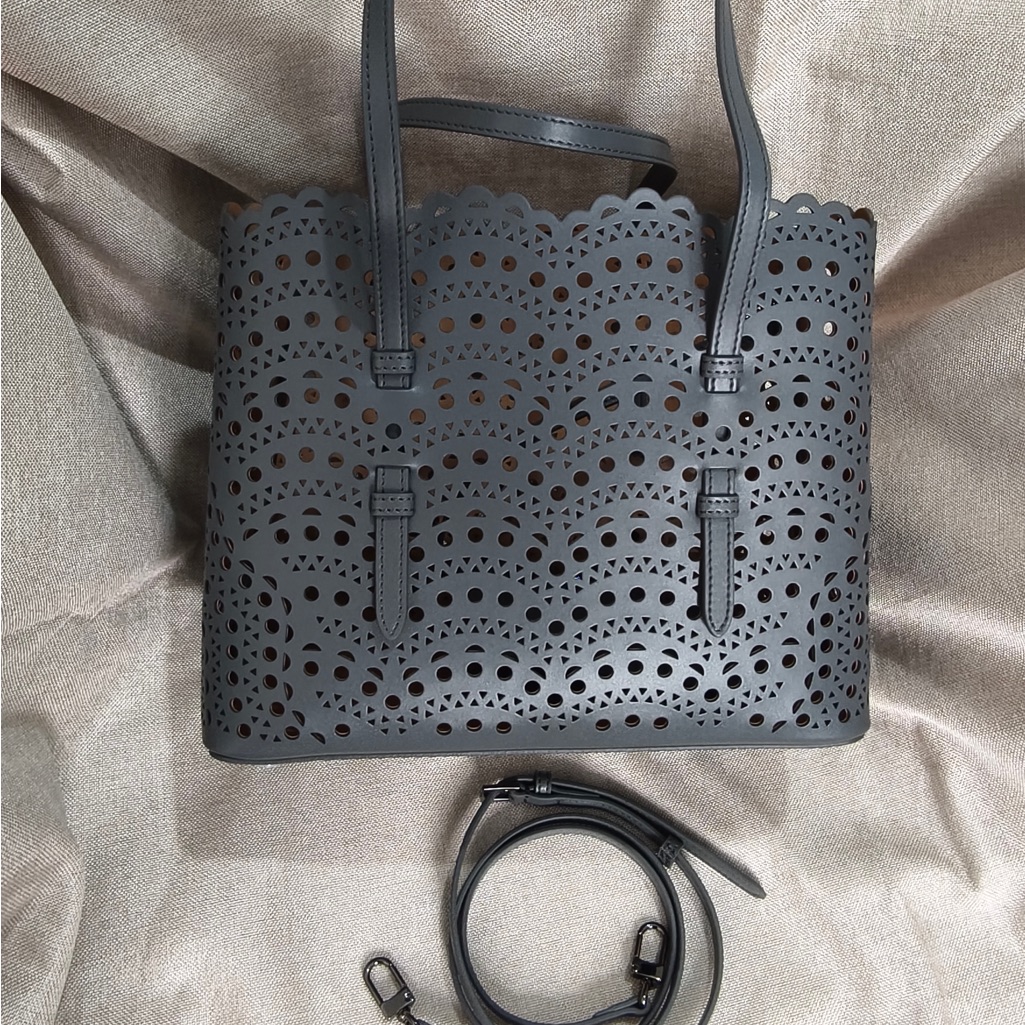 Alaa Black Laser-Cut Tote With Removable Strap